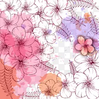 生日花图-彩绘花卉背景生日卡片材料