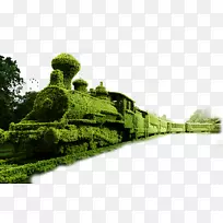 火车图标-绿色园艺列车
