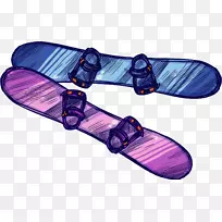 滑雪海报运动插图.彩绘滑板