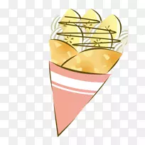 冰淇淋圆锥体香蕉插图-冰淇淋
