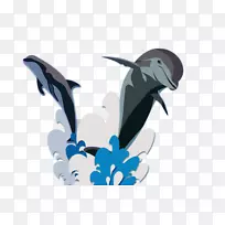 海豚壁纸-卡通翻过来的黑海豚跳跃
