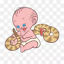 蛇粉红剪贴画-带蛇的粉红色婴儿