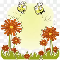 蜂巢剪贴画-卡通花蜂