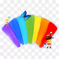 水彩画彩虹-手绘水彩彩虹七色创作背景