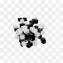 白色立方体黑色和白色-黑色和白色立方体