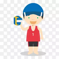 沙滩排球运动员-卡通排球运动员