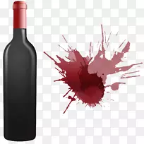 红葡萄酒染整瓶.手绘红葡萄酒