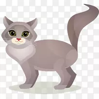 猫宠物坐图手绘灰色小猫