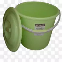 塑料桶包装和标签.绿色塑料桶