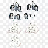企鹅北极熊脱钩画企鹅和北极熊