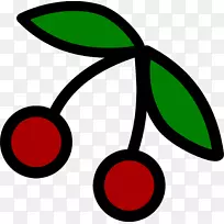 樱桃派卡通剪辑艺术-红，绿，黑樱桃卡通