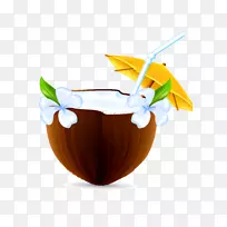 椰奶纳塔椰奶-卡通棕榈椰奶