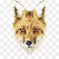 动物像素插图-马赛克狐狸