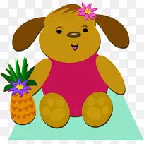 菠萝版税-免费剪贴画-卡通熊菠萝材料