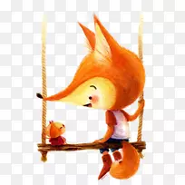 卡通插图-手绘可爱的小狐狸
