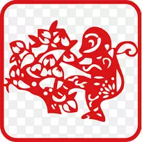 剪纸狗-十二生肖剪纸-剪影黄道猴