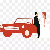 新娘结婚-载体新娘新郎和婚礼车