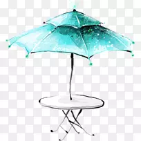 咖啡厅绘图插图-雨伞