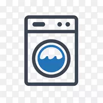洗衣机洗衣图标-蓝色平面简单洗衣机图标