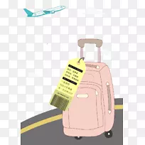 飞机卡通行李箱.手提箱.飞机卡通背景元素