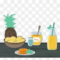 果汁切片菠萝橙子-美味的橙子和菠萝汁载体