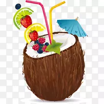 果汁鸡尾酒椰子水椰奶夹艺术.椰子材料