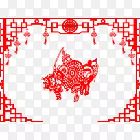 鲤鱼剪纸传统节日-新年装饰贴纸创意免费房