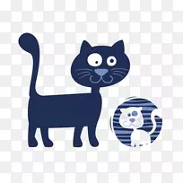 小猫黑猫卡通插图-小猫