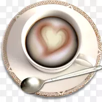 咖啡杯咖啡厅-带汤匙的咖啡杯