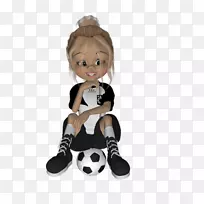 娃娃黑白玩具-坐在足球娃娃上