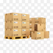 货物运输托盘少于卡车装船瓦楞纸箱设计货物.快递箱