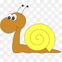 黑颈腹足类壁虎夹艺术-黄褐色蜗牛壳卡通