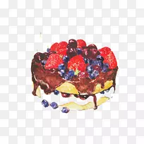 草莓派，蓝莓派，芝士蛋糕，奶油樱桃蛋糕-草莓双蓝莓蛋糕