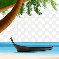 海滩椰子树-棕榈滩船