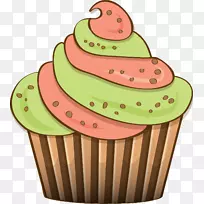 纸杯蛋糕-免版税插图-彩色卡通蛋糕