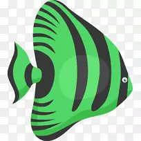 绿色动画剪辑艺术-绿色卡通鱼
