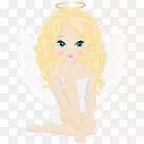 仙女芭比金发卡通插图-卡通贴纸天使