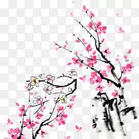 梅花水墨画插图-梅花断裂