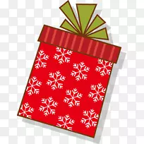 圣诞雪花礼品-彩绘红色雪花图案的礼品盒