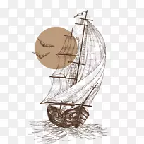 海鸥帆船-渡船，帆船，船舶线，航行。
