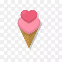 冰淇淋锥心蛋卷心形冰淇淋