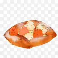 马铃薯面包鸡肉椒盐卷饼画香肠面包图片材料
