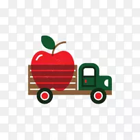 卡车插图.装满苹果的小卡车