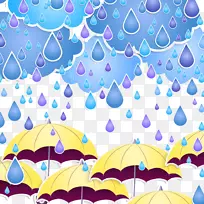 雨中的卡通墙纸-雨伞