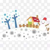 圣诞老人圣诞卡片雪人剪贴画.冬季