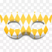 面具黄色狂欢节-黄色钻石形块状面具护目镜