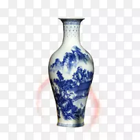 景德镇花瓶蓝白色陶器陶瓷花瓶