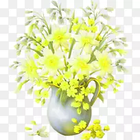 花盆花瓶-黄花手绘花瓶装饰图案