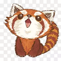 大熊猫红熊猫可爱的手绘黄色小猫