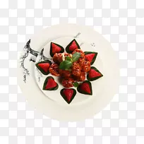草莓盘甜点-草莓糖醋猪肉